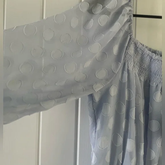 LC Lauren Conrad Sky Blue Polka Dot Long Sleeve Dress - Picture 6 of 7